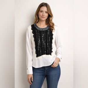 Crea Concept Mixed Media Knit Blouse EU 40 Avant-Garde Black White